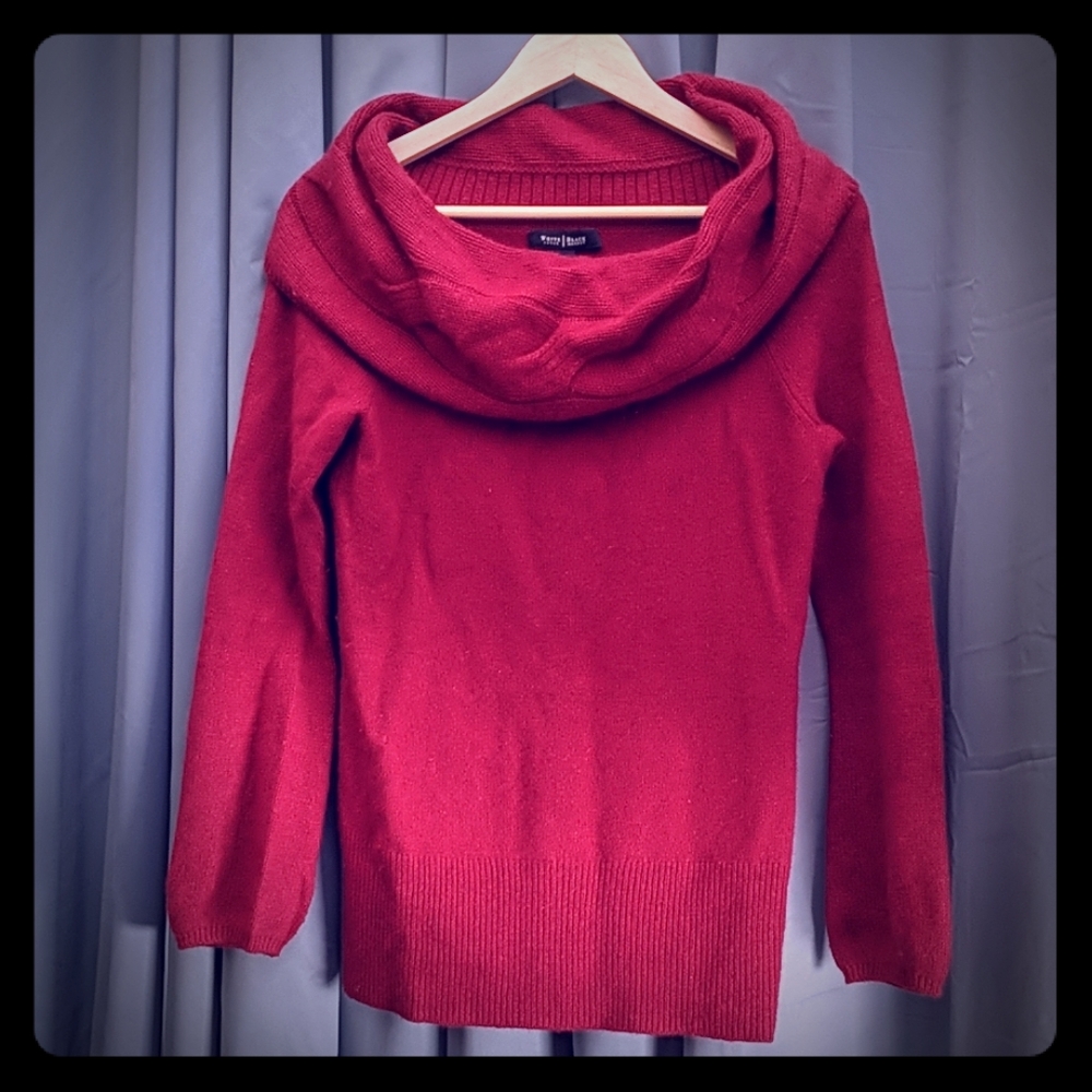 WHBM cowl neck sweater, dark red, S